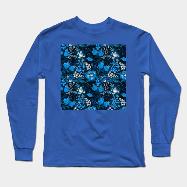 blue floral Long Sleeve T-Shirt by PREMIUMSHOP